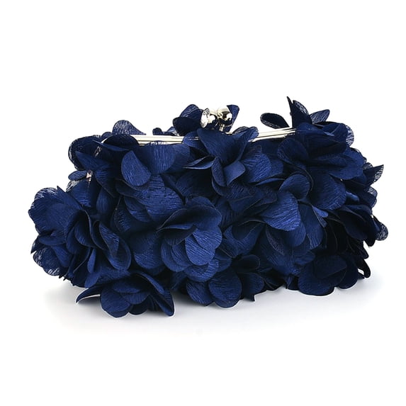 Moontgen Flower Evening Clutch Purse Trendy Shoulder Bag Wedding Party Bag (Dark Blue)