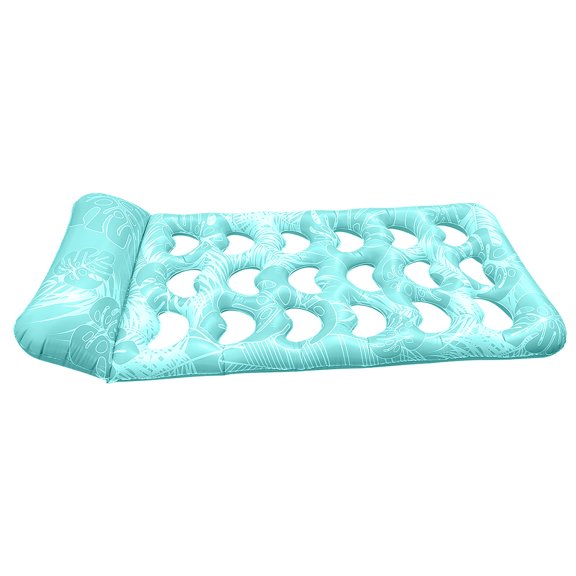 Moontgen Inflatable Floating Bed with Headrest Pvc Air Mattress for Beach (Light Blue)
