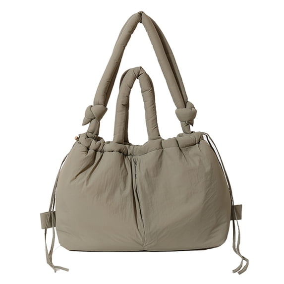 Moontgen Puffer Tote Bag for Women Adjustable Strap Crossbody Bag Nylon Backpack (Khaki)