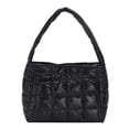 thumbnail image 1 of Moontgen Quilted Women Handbag Fashion Plaid Cotton Tote Bag Portable for Travel (Black), 1 of 9