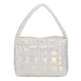 thumbnail image 1 of Moontgen Quilted Women Handbag Fashion Plaid Cotton Tote Bag Portable for Travel (White), 1 of 9