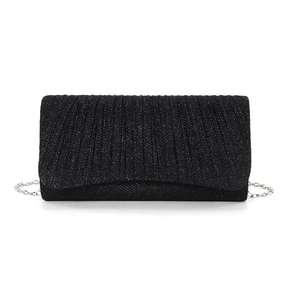 Moontgen Women Chain Tote Handbag Envelope Clutch Shoulder Bag Evening Clutch (Black)