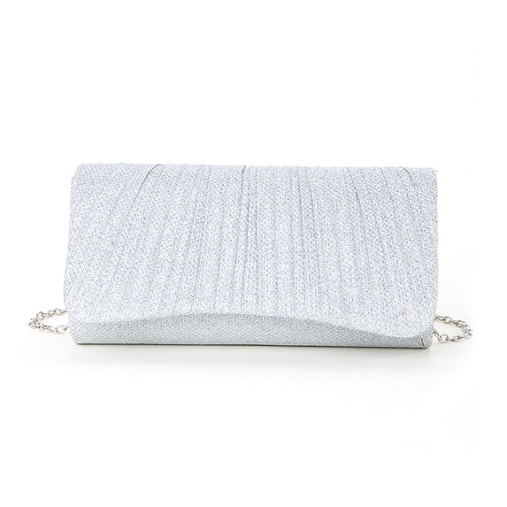 Moontgen Women Chain Tote Handbag Envelope Clutch Shoulder Bag Evening Clutch (Silver)