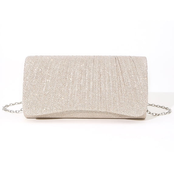 Moontgen Women Chain Tote Handbag Envelope Clutch Shoulder Bag Evening Clutch (champagne)