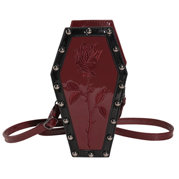 Moontgen Women Coffin Satchel Bag Cartoon Pu Leather Halloween Sling Purse (Style 1)
