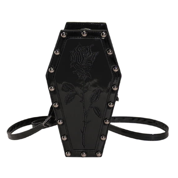Moontgen Women Coffin Satchel Bag Cartoon Pu Leather Halloween Sling Purse (Style 2)