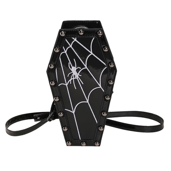 Moontgen Women Coffin Satchel Bag Cartoon Pu Leather Halloween Sling Purse (Style 6)