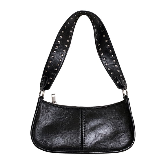 Moontgen Women Crossbody Sling Bag Studded Decor Casual Tote Dating Purse (Black)
