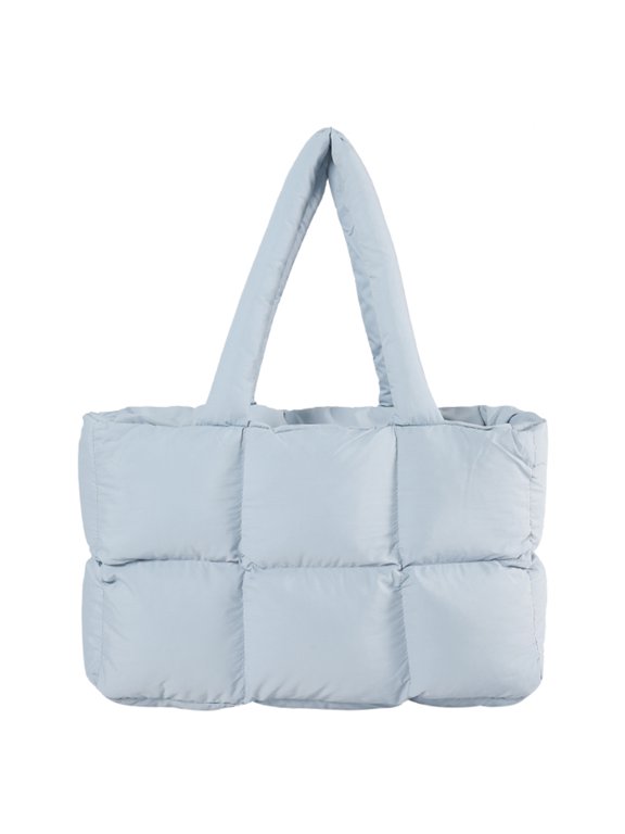 Women Large Capacity Quilted Soft Cloud Tote Bag Casual Tote Bag (Blue)