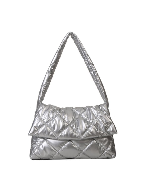 Women Puffy Tote Bag Large Capacity Newtrend Quilted Big Handbags (Silver)