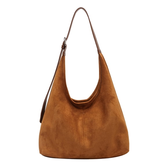Moontgen Women Suede Shoulder Bag Stylish Crossbody Bag Fashion Tote Bag (Brown)