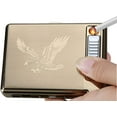 thumbnail image 1 of Moonwbak Cigarette Case Lighter, Metal Full Pack 20 Regular Cigarettes Box Holder USB Rechargeable Cigar Lighter Flameless Windproof with USB Cable Best for Birthday Gifts (Eagle), 1 of 6