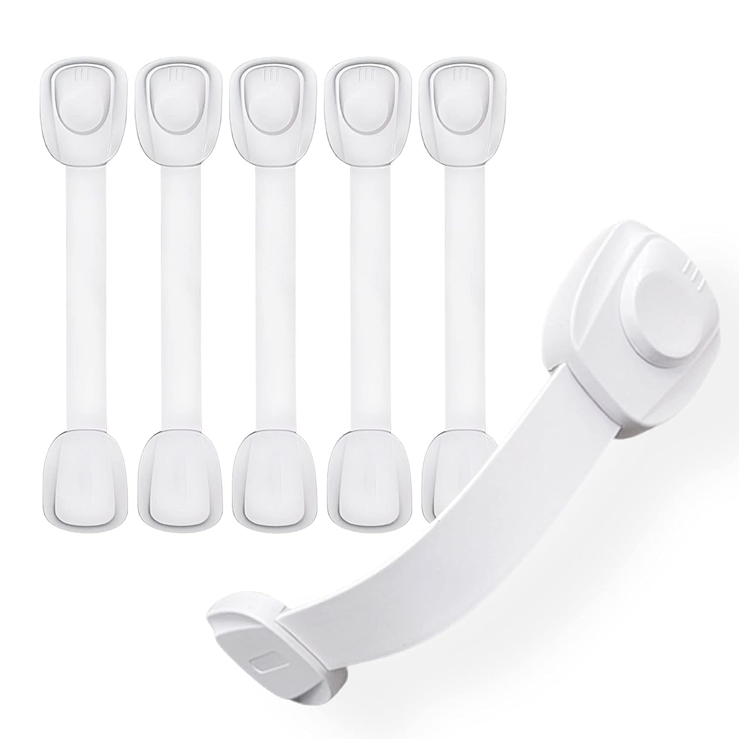 Moonybaby Universal Child Safety Strap Locks for Cabinets, Drawers, Toilet, Fridge & More, 6 Pack, White