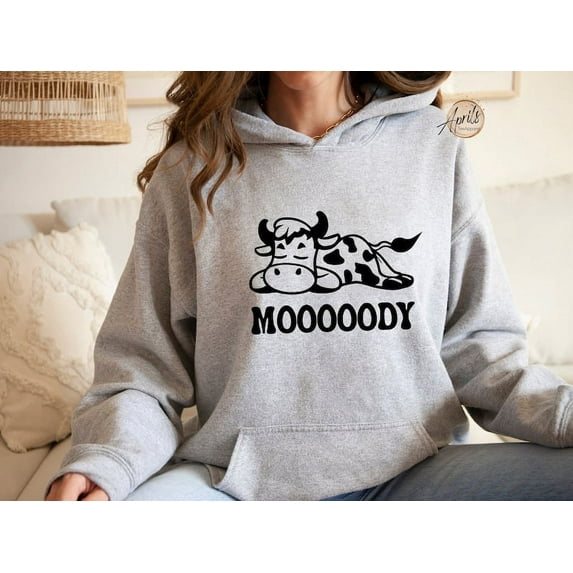 Mooooody Sweatshirt, Moody Sweatshirt, Funny Cow Sweatshirt, Cow Hoodie, Unisex Sweatshirt, Funny Hoodie, Cute Cow Hoodie, Cow Lover Gift