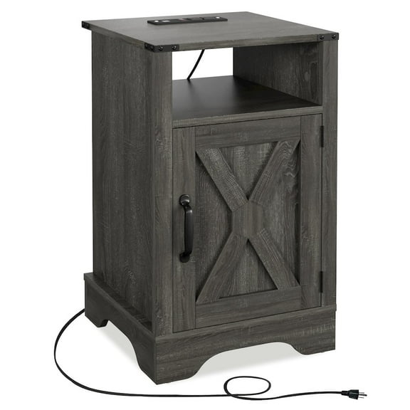 Moootto Engineered Wood Nightstand Side End Table in Dark Gray