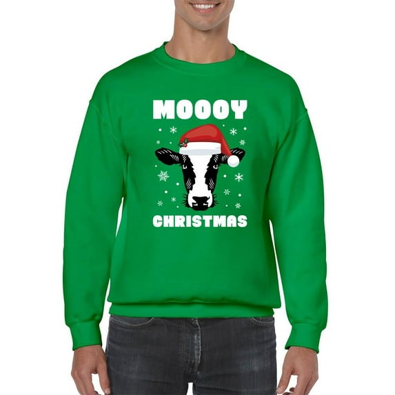 Moooy Christmas Sweatshirt Men -Smartprints Designs, Male Small