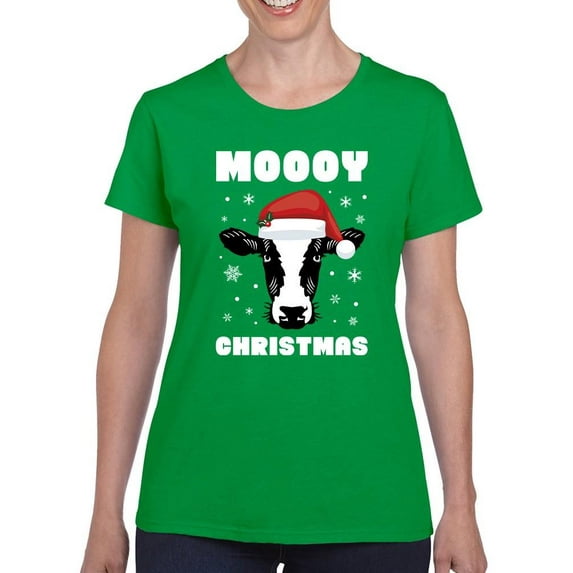 Moooy Christmas T-Shirt Women -Smartprints Designs, Female x-Large
