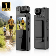 Deally Mini Body Camera with Audio Video Recording - Small Cam 1080P with 180  Rotatable Lens, 1.3" LCD Screen,Night Version Wearable Personal Portable Cameras for Security Work Records Traveling