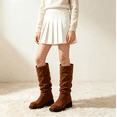 thumbnail image 1 of Mooqilaa Big Girls Riding Boots, Knee High Chunky Block Heel Back Zipper Fashion Fall Winter Shoes Brown Size 1 Big Kids, 1 of 8