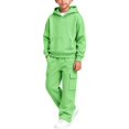 thumbnail image 1 of Mooqilaa Boys Activewear Outfit Sets, Casual Long Sleeve 2 Piece Fleece-Lined Boys Clothing Sets Size 5-6 Years Mint Green, 1 of 6