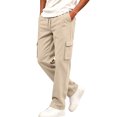 thumbnail image 1 of Mooqilaa Boys Cargo Sweatpants, Elastic Waist Casual Relaxed Fit Fleece-lined Winter Pants Khaki Size 5-6 T, 1 of 8