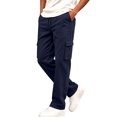 thumbnail image 1 of Mooqilaa Boys Cargo Sweatpants, Elastic Waist Fleece-lined Casual Relaxed Fit Winter Pants Navy Size 5-6 T, 1 of 8