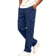 thumbnail image 1 of Mooqilaa Boys Cargo Sweatpants, Fleece-lined Casual Elastic Waist Relaxed Fit Winter Pants Blue Size 7-8 T, 1 of 8