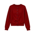 thumbnail image 1 of Mooqilaa Girls Cardigan Sweater, Long Sleeve Ribbed Knit Casual Button Front Fall Winter Cardigans Size 13-14 Years Wine, 1 of 5