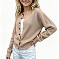 thumbnail image 1 of Mooqilaa Girls Cardigan Sweater, Ribbed Knit Button Front Casual Long Sleeve Fall Winter Cardigans Size 14-15 Years Khaki, 1 of 6