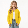 thumbnail image 1 of Mooqilaa Girls Cardigan Sweaters, Crewneck Long Sleeve Fall Lightweight Kids Knitted Cardigans Yellow Size 4-5 T, 1 of 5