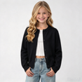 thumbnail image 1 of Mooqilaa Girls Cardigan Sweaters, Lightweight Crewneck Fall Long Sleeve Kids Knitted Cardigans Black Size 8-9 T, 1 of 5