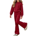 thumbnail image 1 of Mooqilaa Girls Casual Outfit Sets, Long Sleeve Crewneck Fall Kids' Clothing Sets Girls' 2 Piece Sets Red Size 11-12 T, 1 of 1