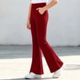 thumbnail image 1 of Mooqilaa Girls Flare Leggings Size 12-13 Years, Ribbed Knit Stretchy Casual High Waist Flare Pants Red, 1 of 7