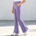 thumbnail image 1 of Mooqilaa Girls Flare Leggings Size 9-10 Years, Ribbed Knit Stretchy Casual High Waist Flare Pants Purple, 1 of 7