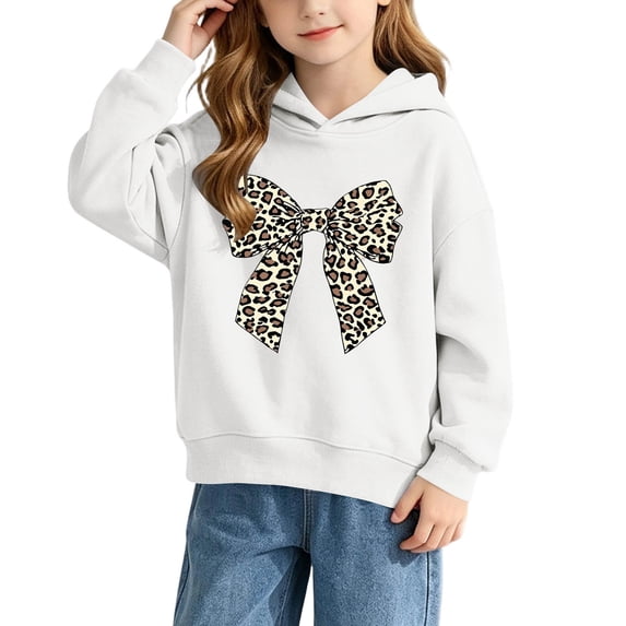 Mooqilaa Girls Graphic Hoodies, Casual Pullover Long Sleeve Athletic Spring Fall Tops White Size 1-2 T