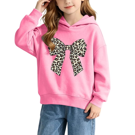 Mooqilaa Girls Graphic Hoodies Size 5T, Pullover Long Sleeve Athletic Casual Spring Fall Tops Pink