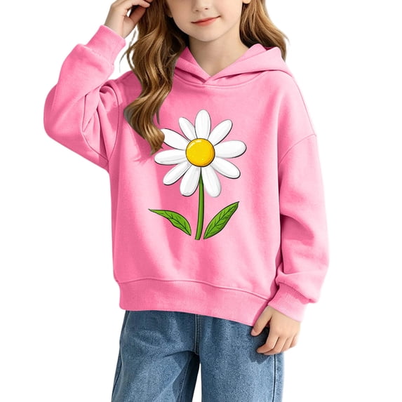 Mooqilaa Girls Graphic Hoodies Size 7-8 T, Fashion Pullover Casual Long Sleeve Spring Fall Tops Pink