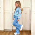 thumbnail image 1 of Mooqilaa Girls Outfit Sets, 2 Piece Long Sleeve Spring Fashion Girls Fall Clothing Sets Light Blue Size 7-8 T, 1 of 6