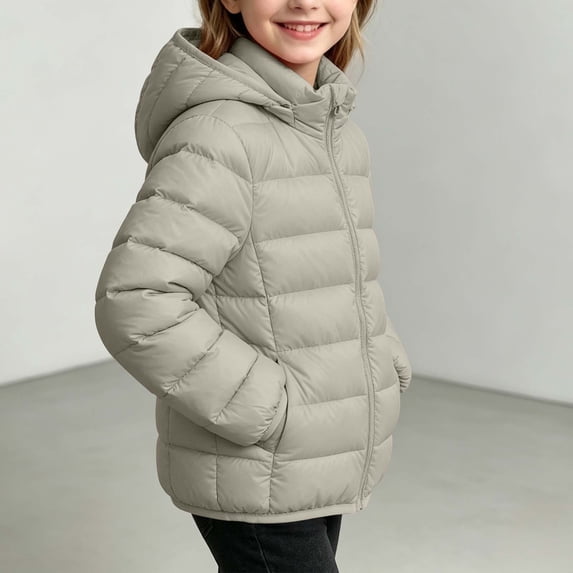 Mooqilaa Girls Puffer Jackets, Quilted Full Zip Casual Lightweight Winter Outerwear with Hood Size 10-11 Years Green