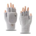 thumbnail image 1 of Mooqilaa Girls Winter Gloves Size 3-8 Years, Fingerless Flip Top Warm Outdoor Knitted Gloves for Cold Weather Gray, 1 of 4