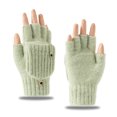 thumbnail image 1 of Mooqilaa Girls Winter Gloves Size 3-8 Years, Fingerless Warm Flip Top Outdoor Knitted Gloves for Cold Weather Green, 1 of 4