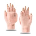 thumbnail image 1 of Mooqilaa Girls Winter Gloves Size 3-8 Years, Warm Outdoor Fingerless Flip Top Knitted Gloves for Cold Weather Pink, 1 of 4