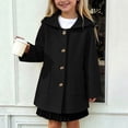 thumbnail image 1 of Mooqilaa Girls Wool Blend Peacoats, Casual Mid-length Single Breasted Hooded Winter Outerwear with Pockets Black Size 12-13T, 1 of 8