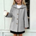thumbnail image 1 of Mooqilaa Girls Wool Blend Peacoats, Hooded Single Breasted Casual Mid-length Winter Outerwear with Pockets Gray Size 14-15 T, 1 of 8