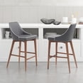 thumbnail image 1 of Moor Counter Stool Dark Grey Beige Wingback Seat Wood Base Walnut Finish, 1 of 8