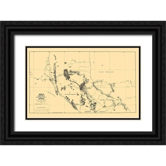 Moore 14x10 Black Ornate Wood Framed with Double Matting Museum Art Print Titled - New Mexico Route - Moore 1869