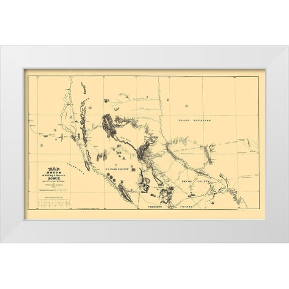 Moore 14x10 White Modern Wood Framed Museum Art Print Titled - New Mexico Route - Moore 1869