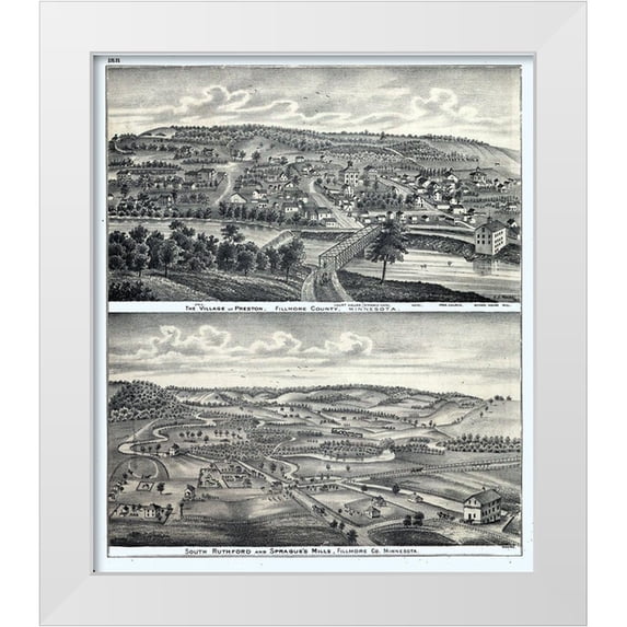 Moore 26x30 White Modern Wood Framed Museum Art Print Titled - Preston Minnesota - Moore 1874