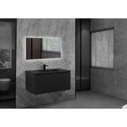 Moore 40 Inch Matte Black Wall Mount Vanity With A Integrated Black Sink