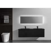 Moore 60 Inch Matte Black Doubel Sink Mount Vanity With A Integrated Black Sink